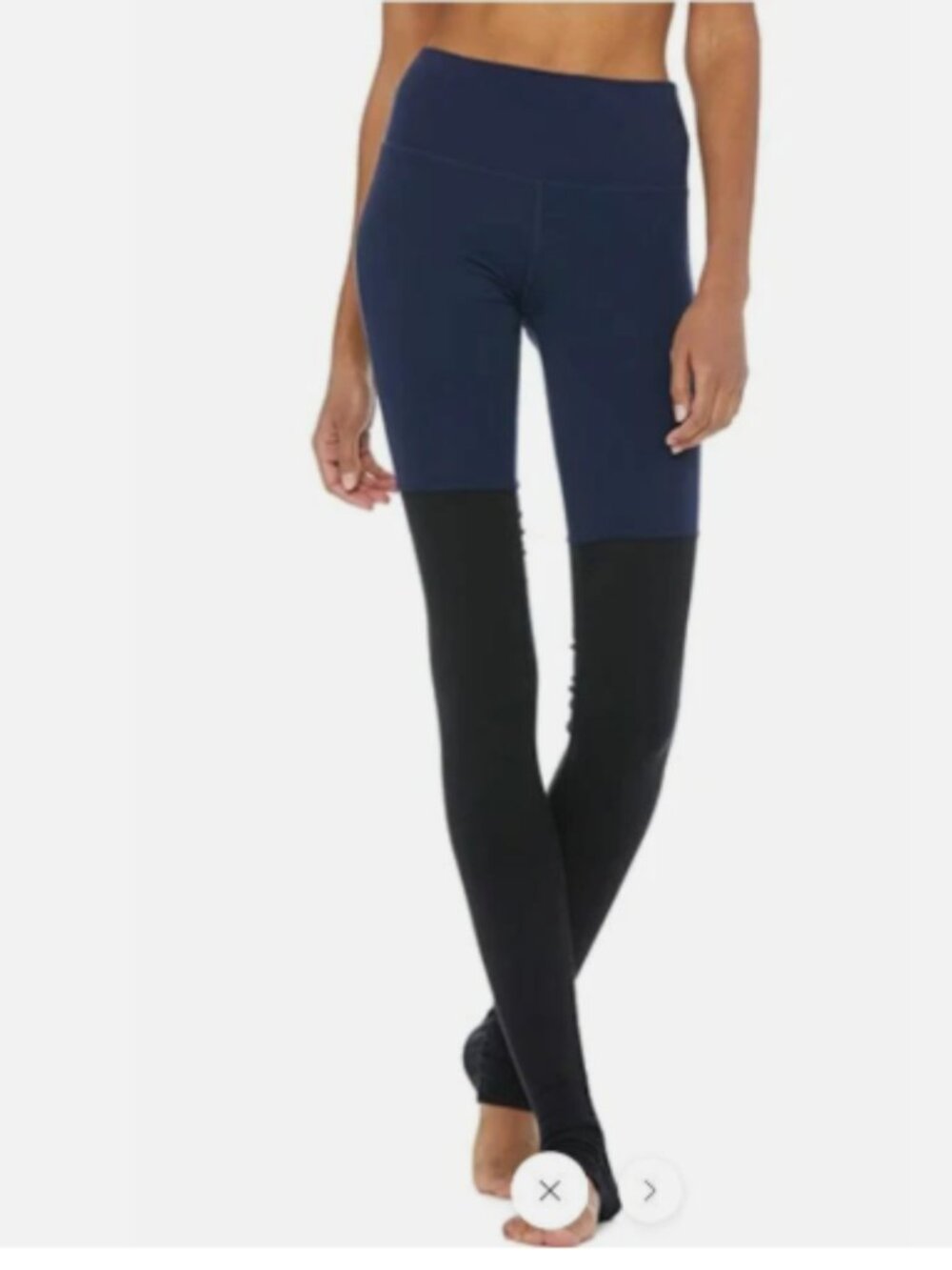 Alo High-Waist Goddess Ribbed Legging, Navy Blue/Black - Size XS
